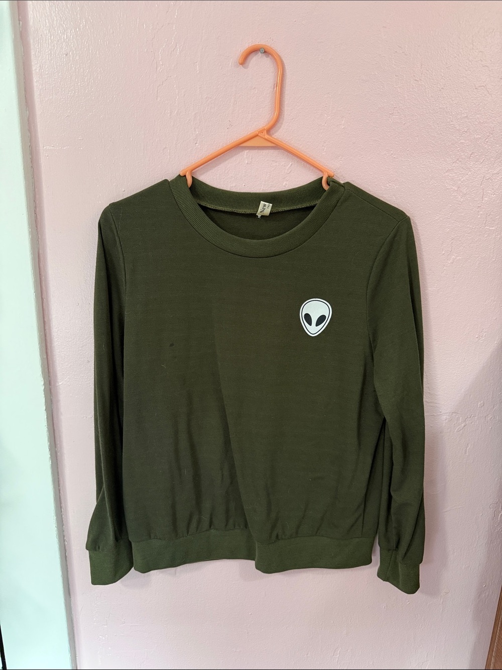 Olive Green Alien Patch Women's Crewneck Sweatshirt